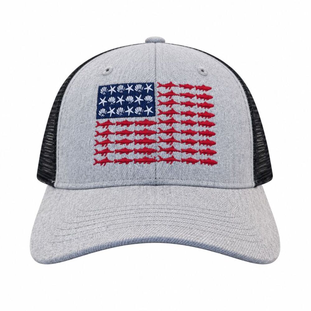 Fish American Flag Hat Funny Sarcastic Fourth Of July Trucker Cap